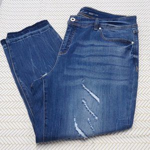 INC Women SZ 16 Jeans Skinny Leg Curvy Fit Raw Hem